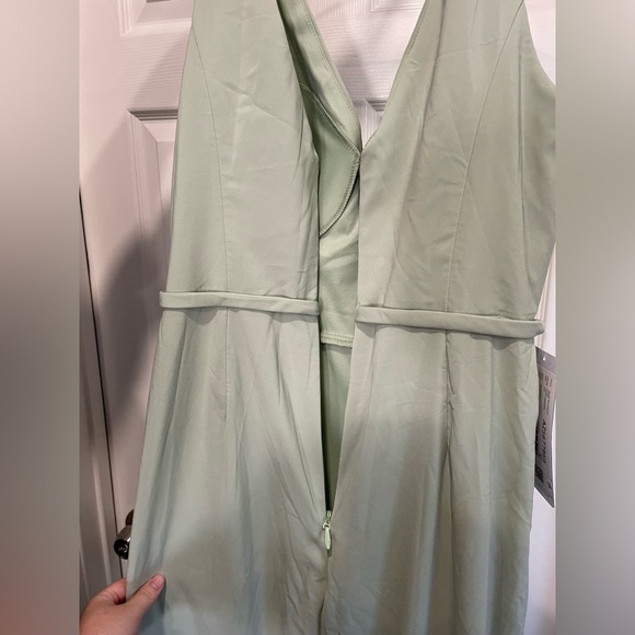 Azazie Jumpsuit V-Neck Floor Sage Green color         Size A10 - Picture 4 of 6